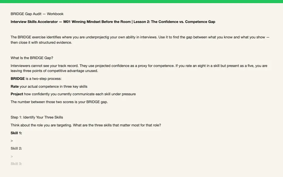 Bridge Gap Audit Workbook